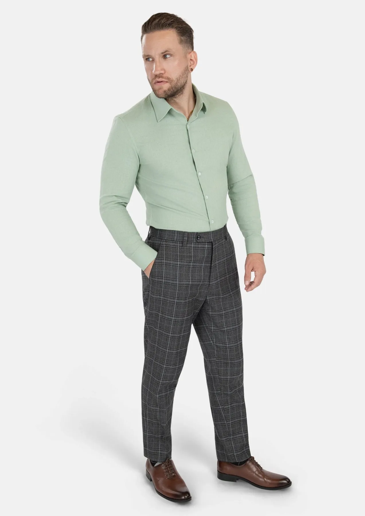 Grey Two-Tone Plaid Pants sold by Sartoro product image thumbnail 4