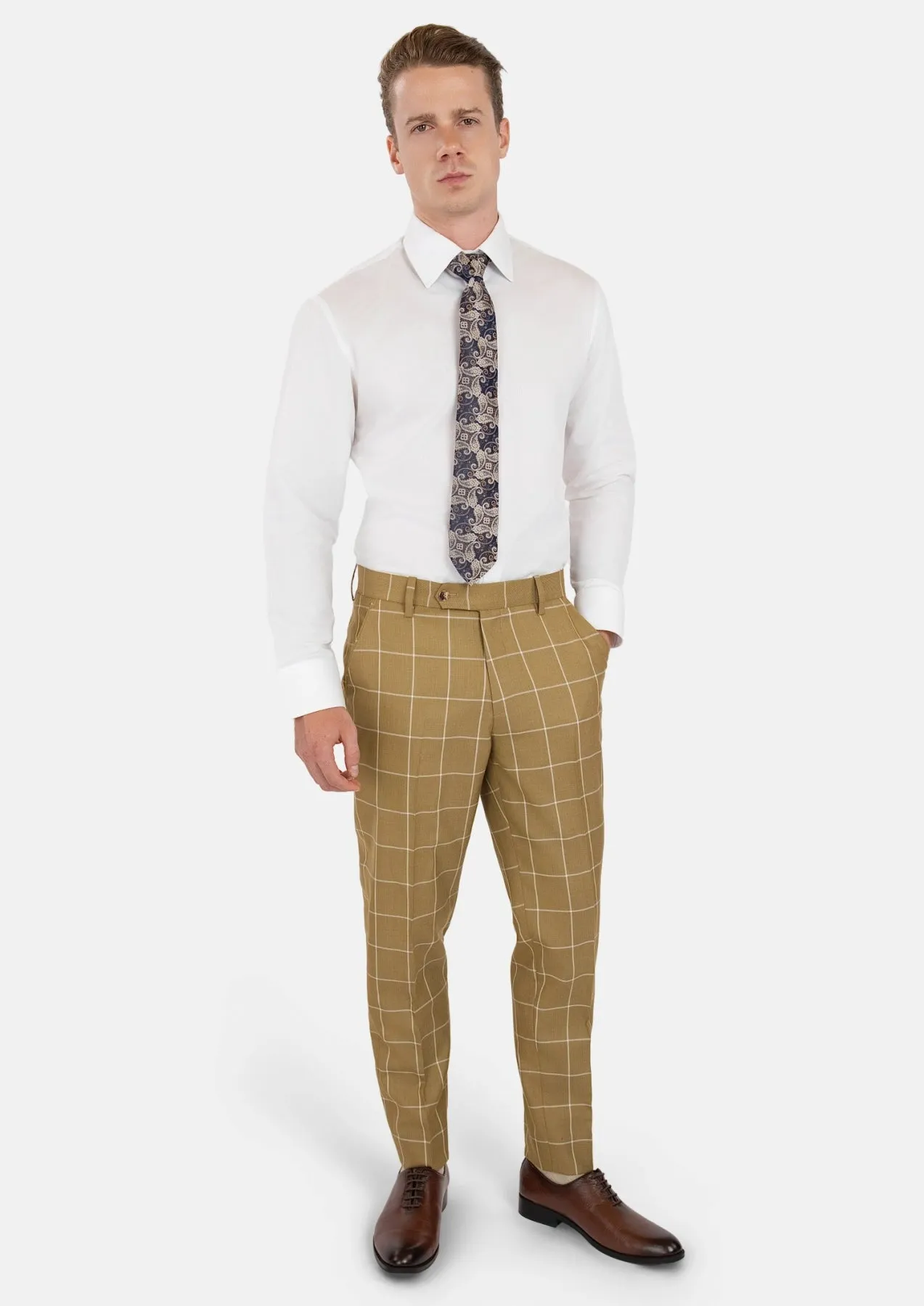 Gold Windowpane Pants sold by Sartoro product image thumbnail 4
