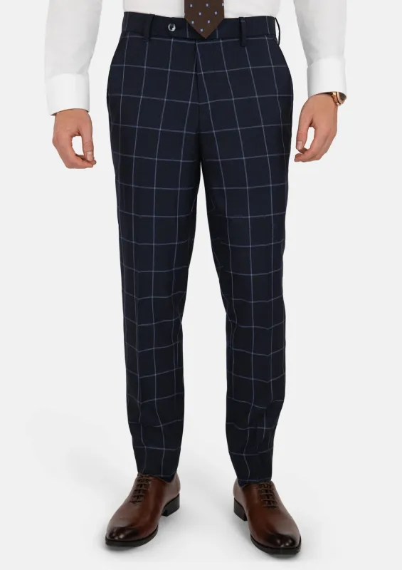 Deep Navy Windowpane Pants sold by Sartoro