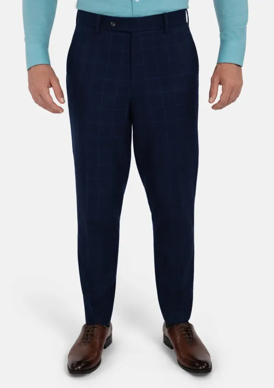 Deep Blue Flannel Windowpane Pants sold by Sartoro