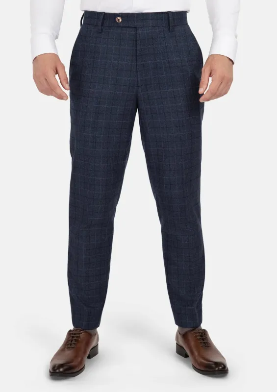 Charcoal Blue Check Flannel Pants sold by Sartoro