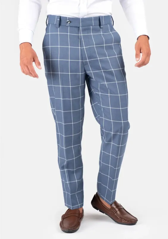 Blue Windowpane Pants sold by Sartoro