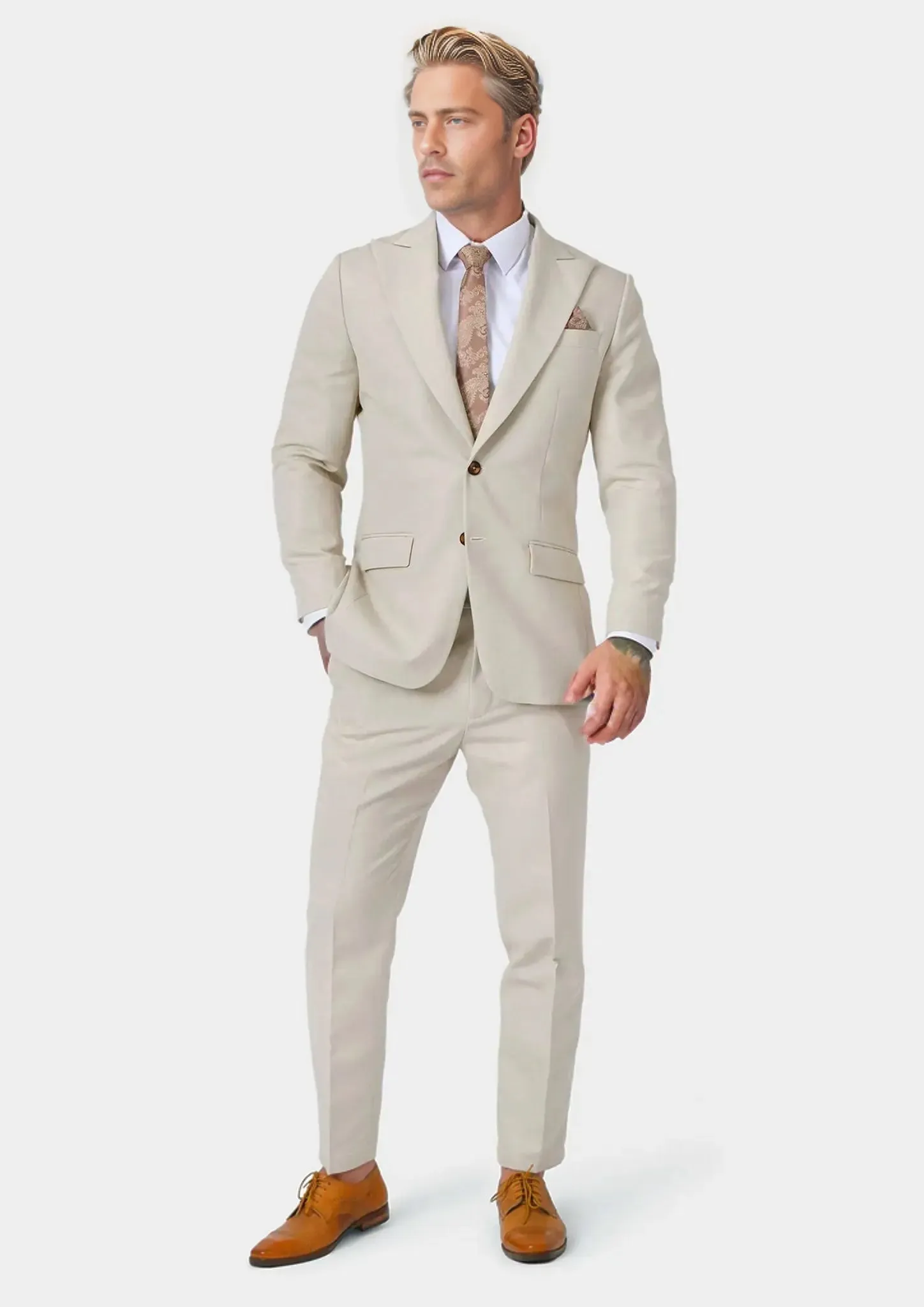 Hudson Ivory Cotton Suit sold by Sartoro product image thumbnail 4