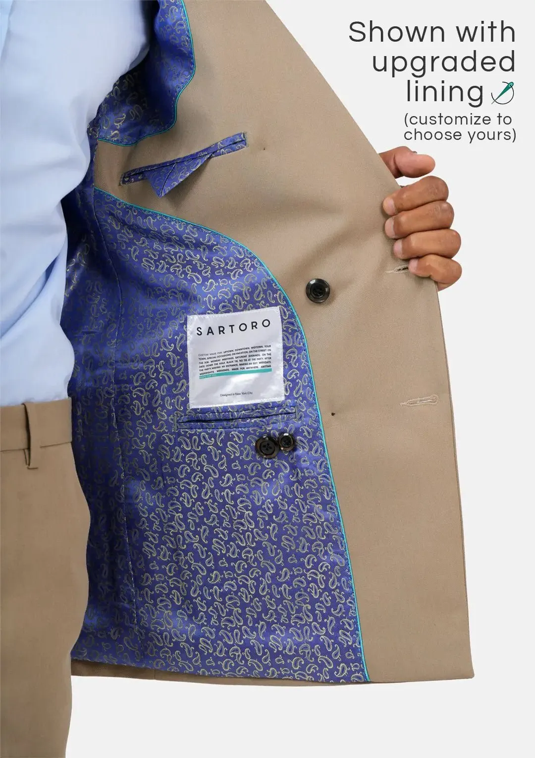 Beekman Khaki Cotton Suit sold by Sartoro product image thumbnail 4