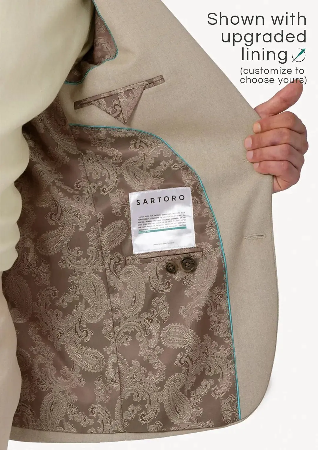 Astor Simply Taupe Linen Blend Jacket sold by Sartoro product image thumbnail 5