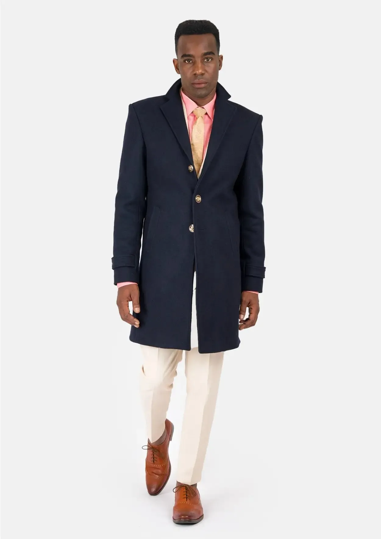Navy Wool Classic Overcoat sold by Sartoro product image thumbnail 5