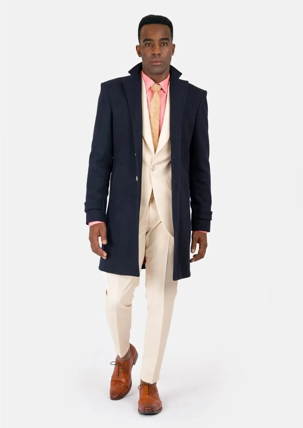 Navy Wool Classic Overcoat sold by Sartoro product image thumbnail 3