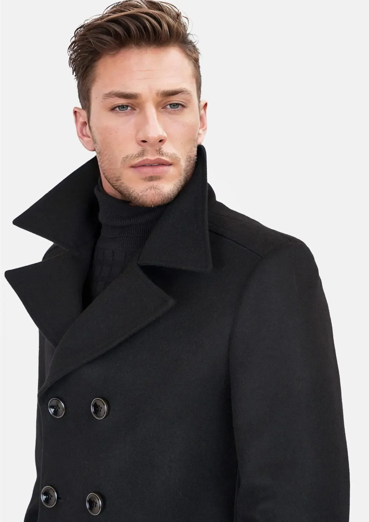 Black Wool Signature Peacoat sold by Sartoro product image thumbnail 2