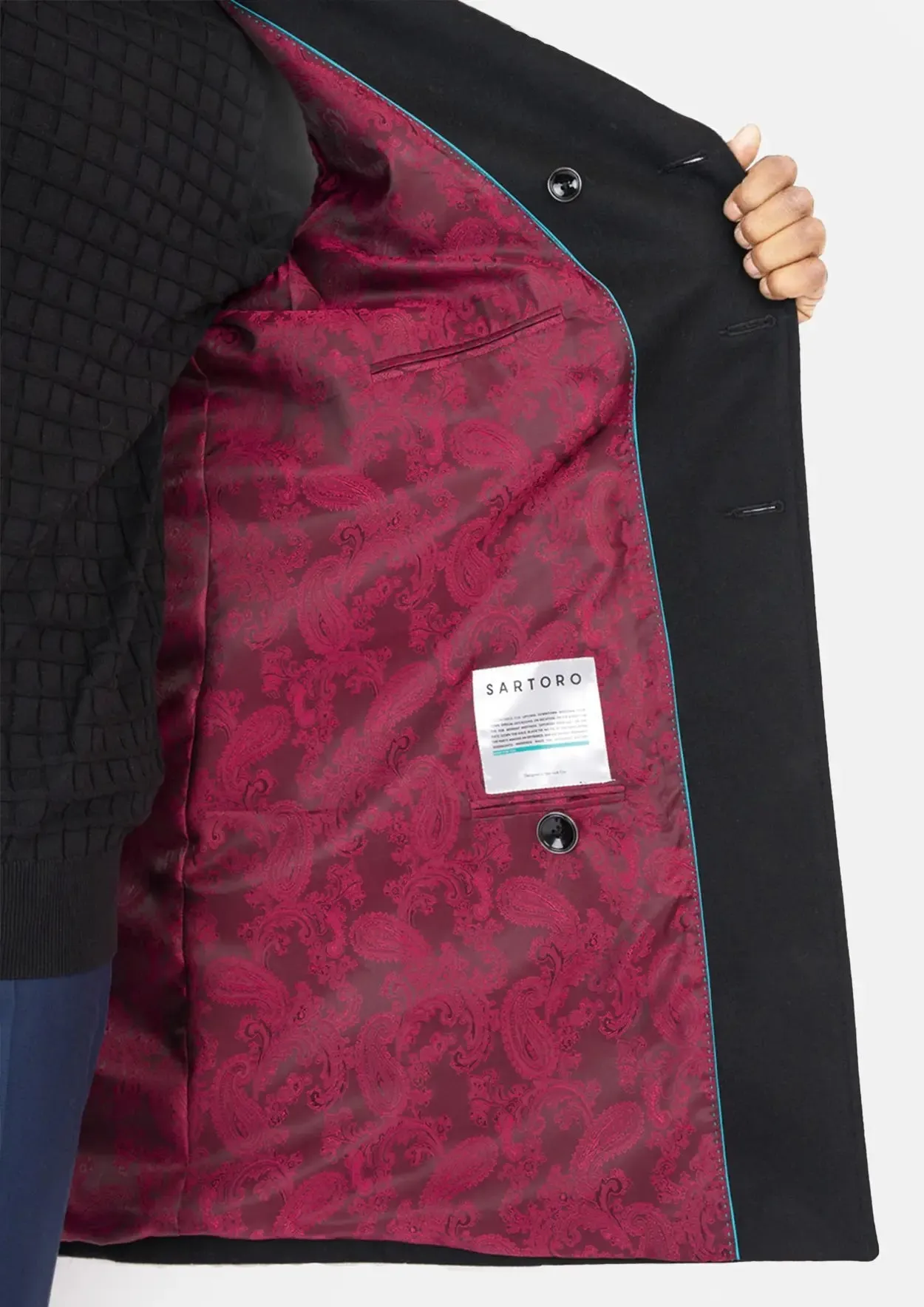 Black Wool Signature Peacoat sold by Sartoro product image thumbnail 4