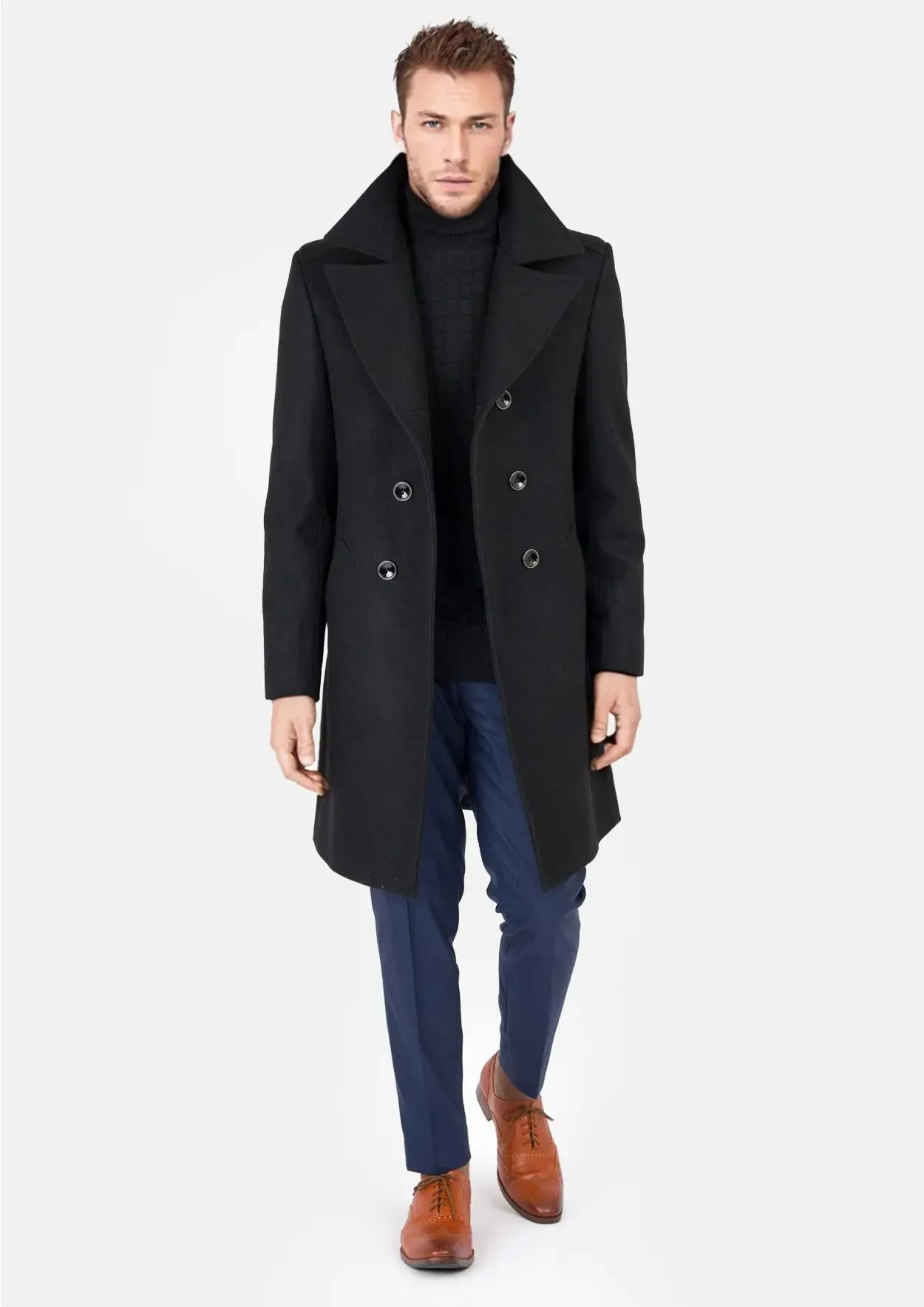 Black Wool Signature Peacoat sold by Sartoro product image thumbnail 3