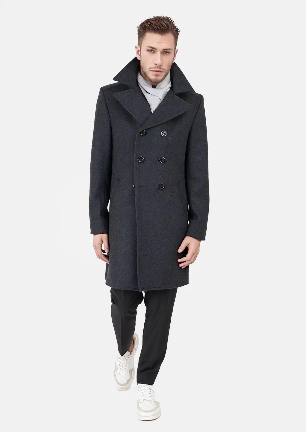Charcoal Wool Signature Peacoat sold by Sartoro product image thumbnail 3
