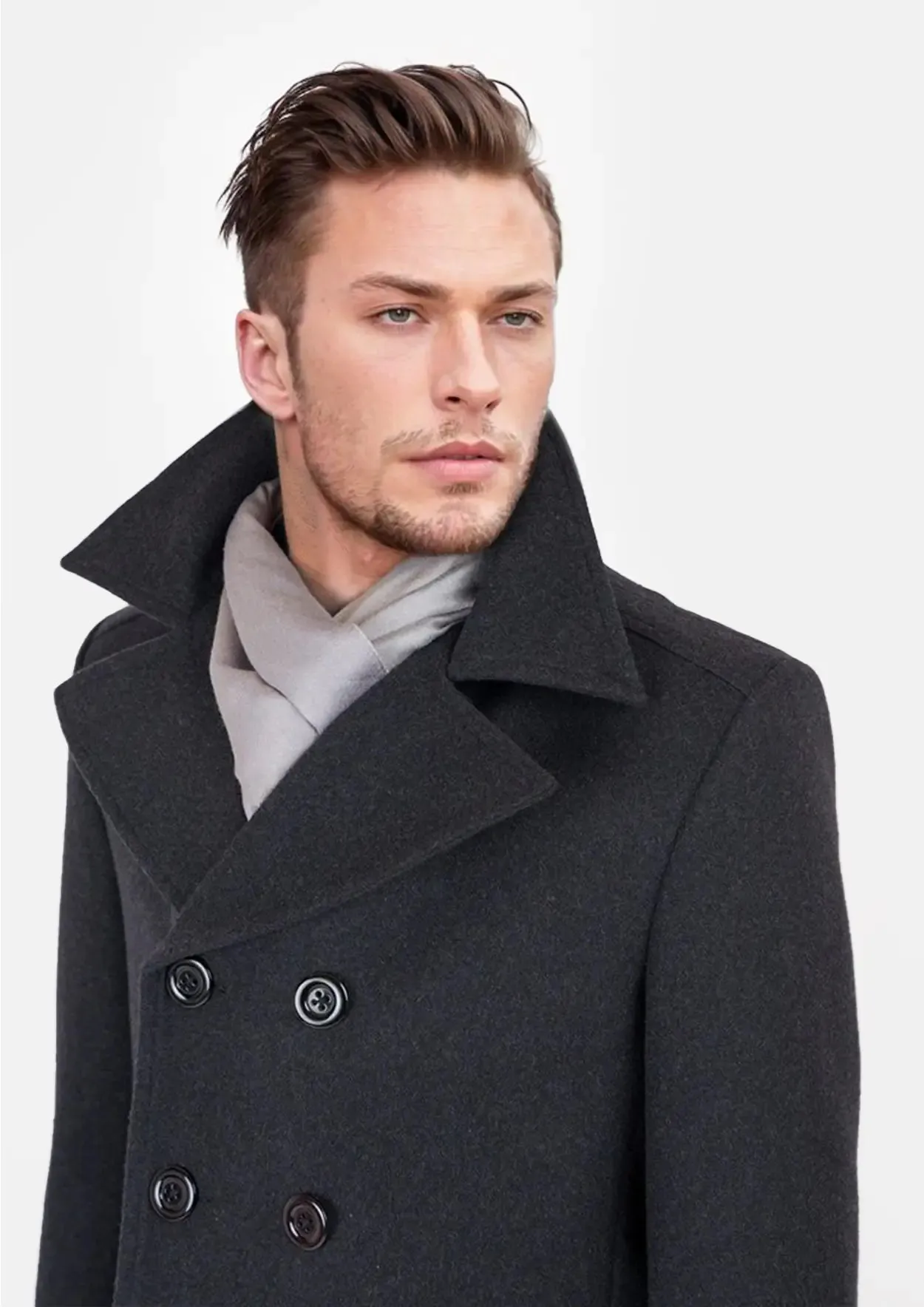 Charcoal Wool Signature Peacoat sold by Sartoro product image thumbnail 2