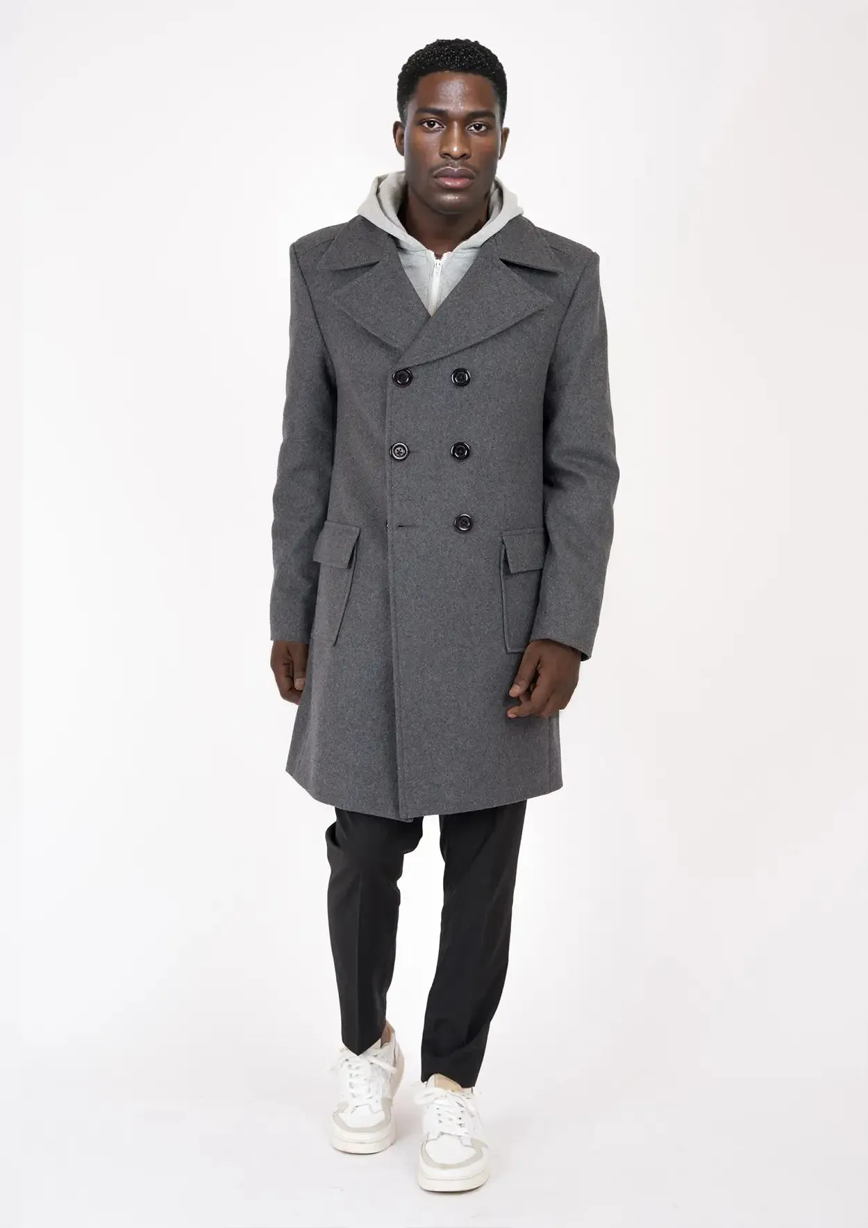 Grey Wool Signature Peacoat sold by Sartoro product image thumbnail 3