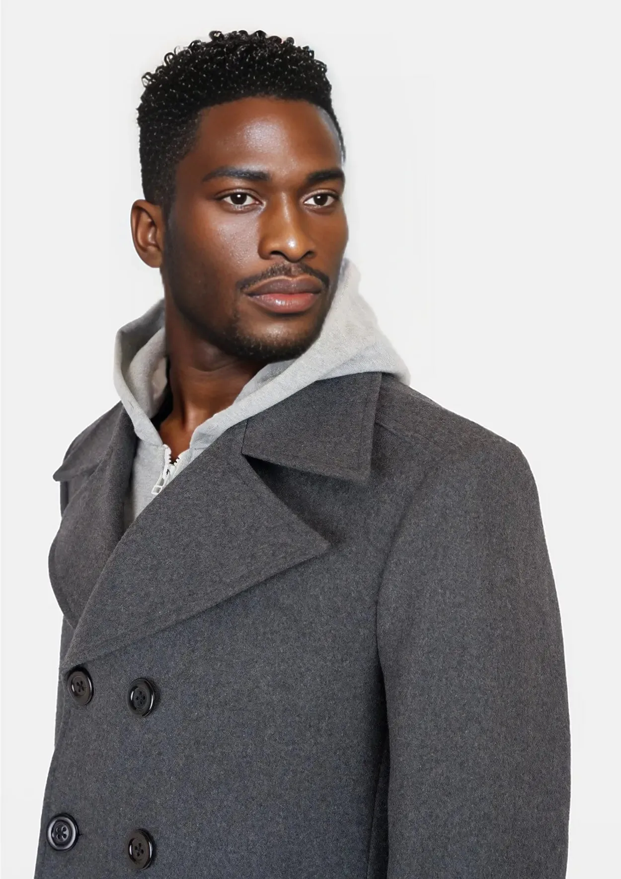 Grey Wool Signature Peacoat sold by Sartoro product image thumbnail 2