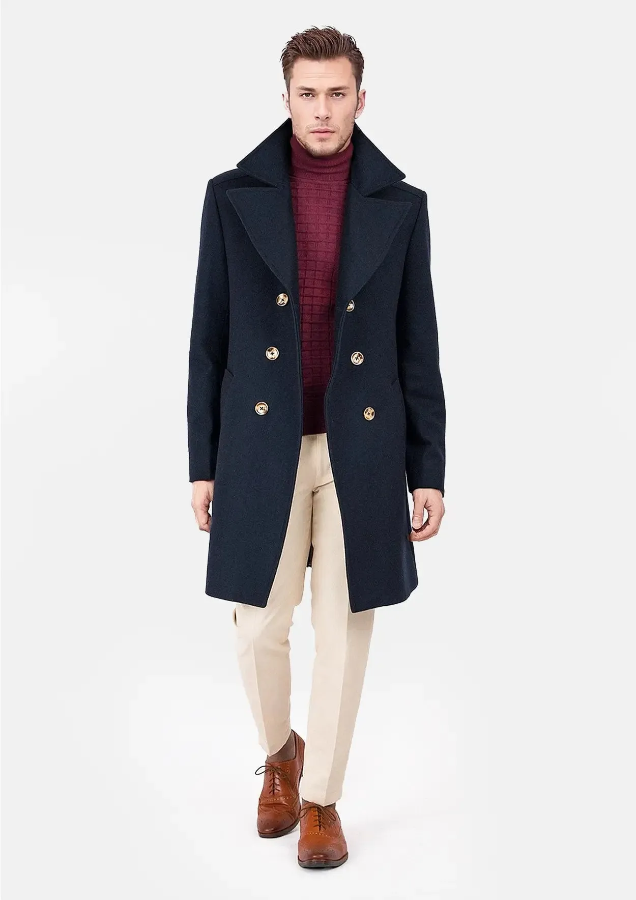 Navy Wool Signature Peacoat sold by Sartoro product image thumbnail 3