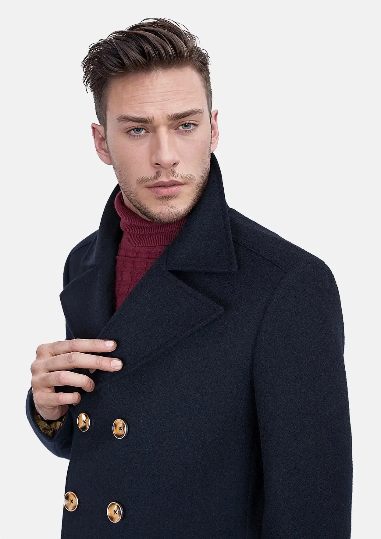 Navy Wool Signature Peacoat sold by Sartoro product image thumbnail 2