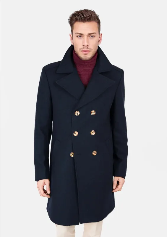 Navy Wool Signature Peacoat sold by Sartoro