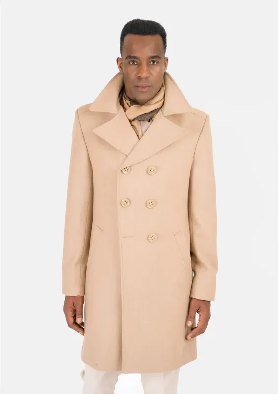 Sand Wool Signature Peacoat sold by Sartoro