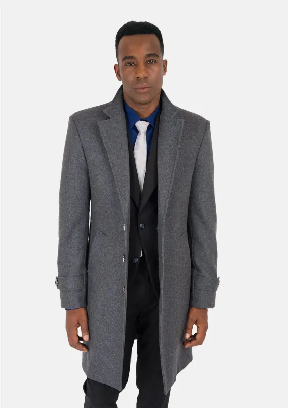 Grey Wool Classic Overcoat sold by Sartoro
