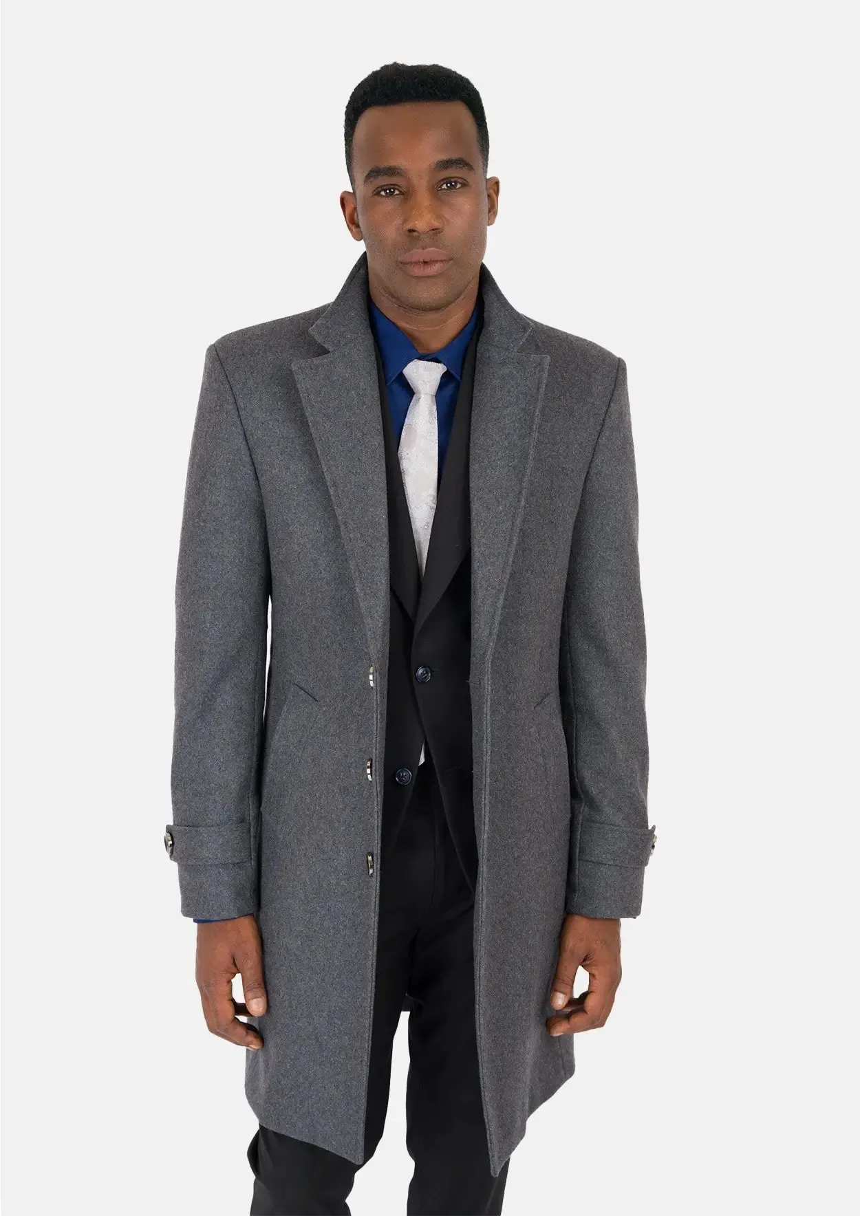 Grey Wool Classic Overcoat sold by Sartoro
