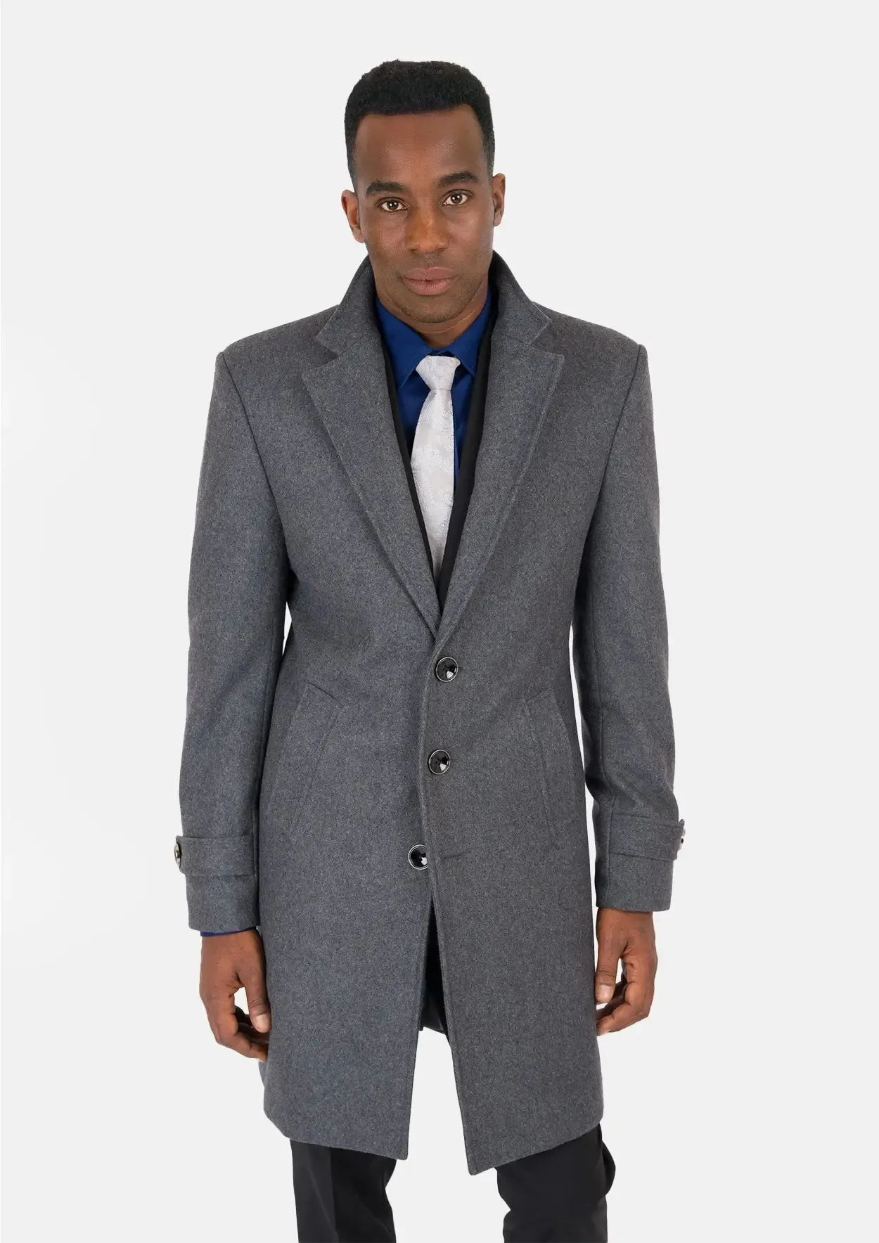 Grey Wool Classic Overcoat sold by Sartoro product image thumbnail 3