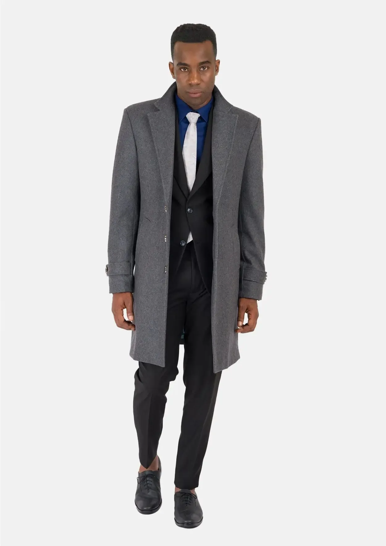 Grey Wool Classic Overcoat sold by Sartoro product image thumbnail 4