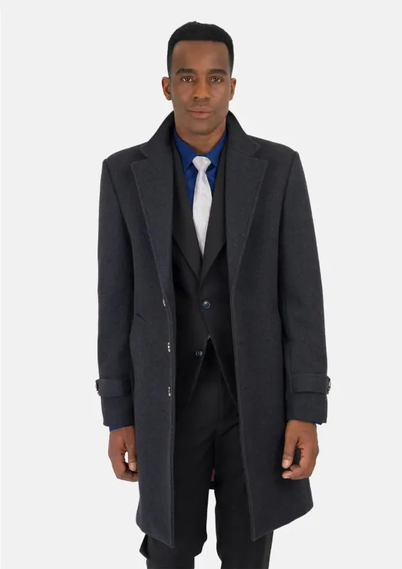 Charcoal Wool Classic Overcoat sold by Sartoro