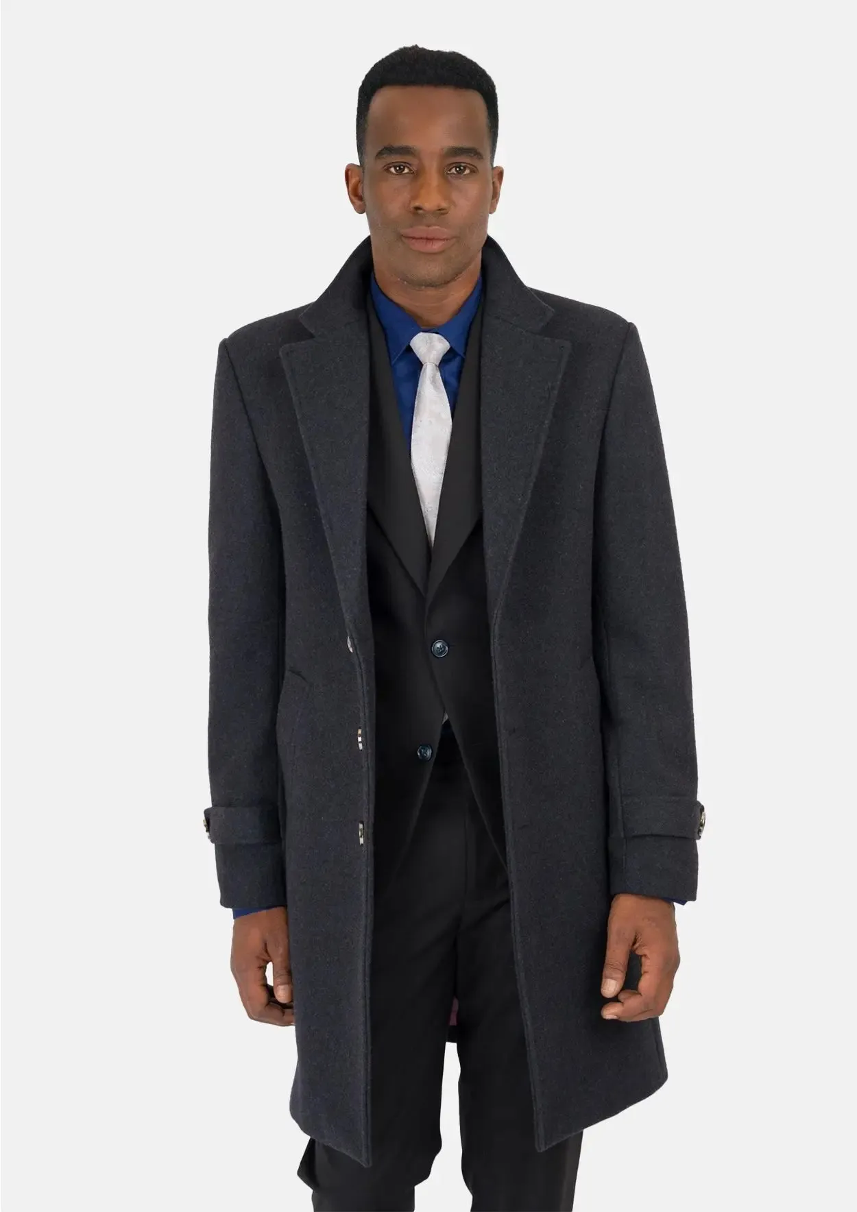 Charcoal Wool Classic Overcoat sold by Sartoro