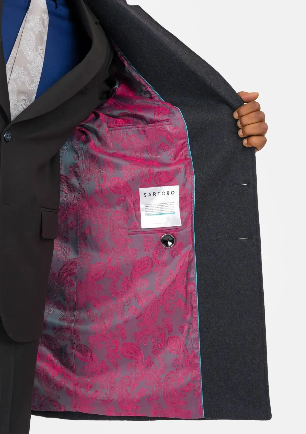 Charcoal Wool Classic Overcoat sold by Sartoro product image thumbnail 5