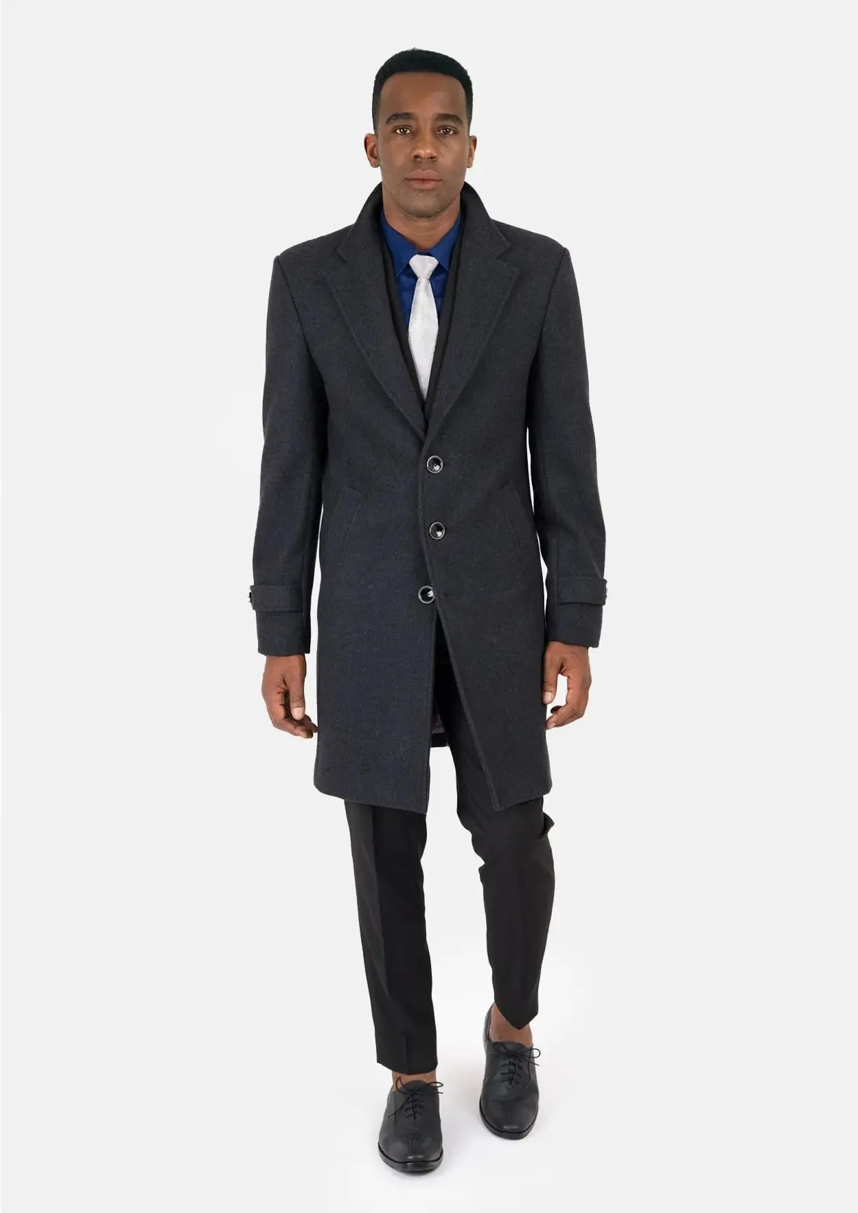 Charcoal Wool Classic Overcoat sold by Sartoro product image thumbnail 3