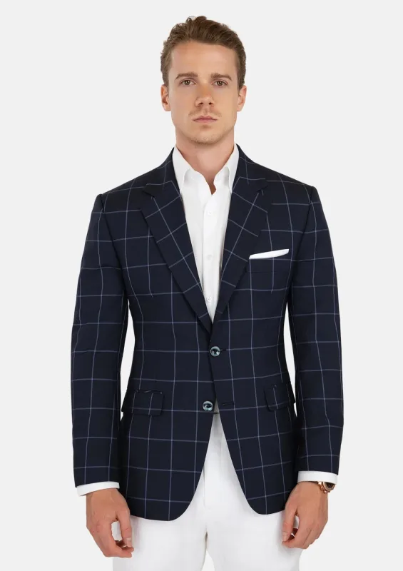 Prince Deep Navy Windowpane Jacket sold by Sartoro