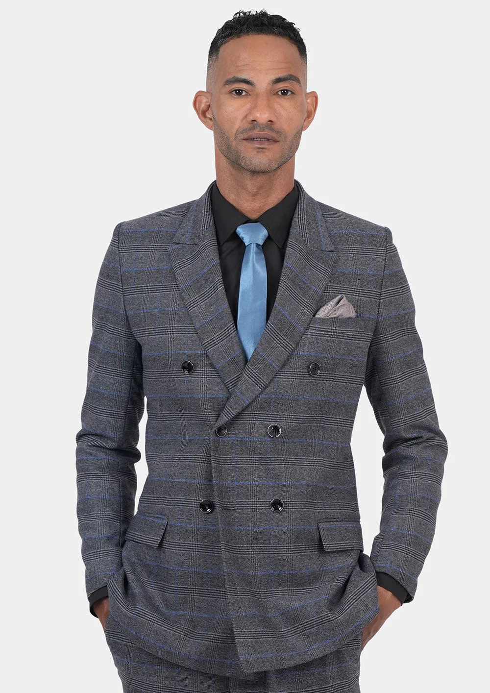 Rockafeller Dark Grey Prince of Wales Jacket sold by Sartoro