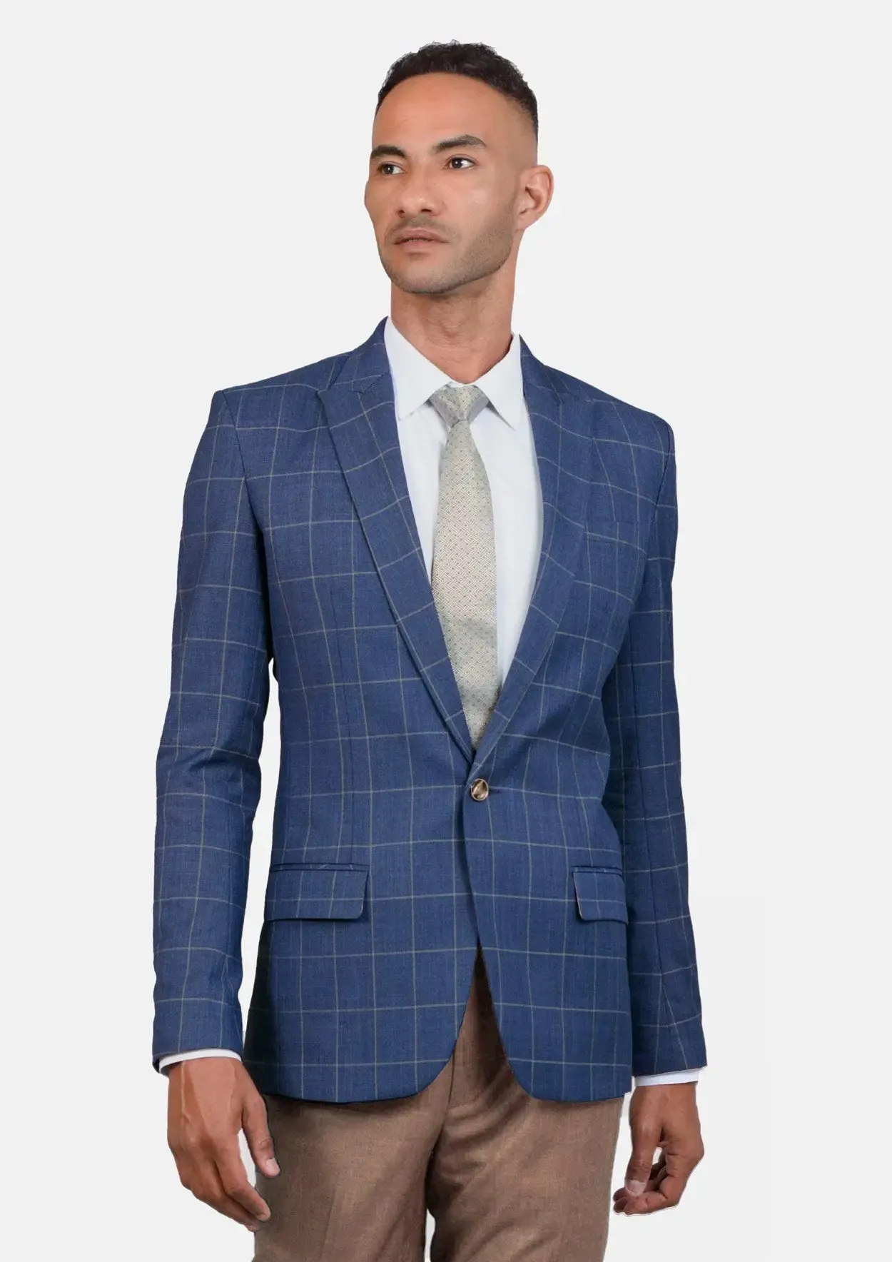 Madison Lapis Blue Windowpane Jacket sold by Sartoro