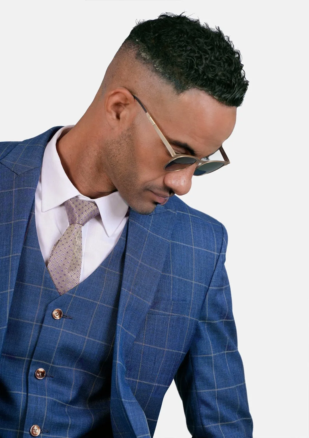 Madison Lapis Blue Windowpane Jacket sold by Sartoro product image thumbnail 3