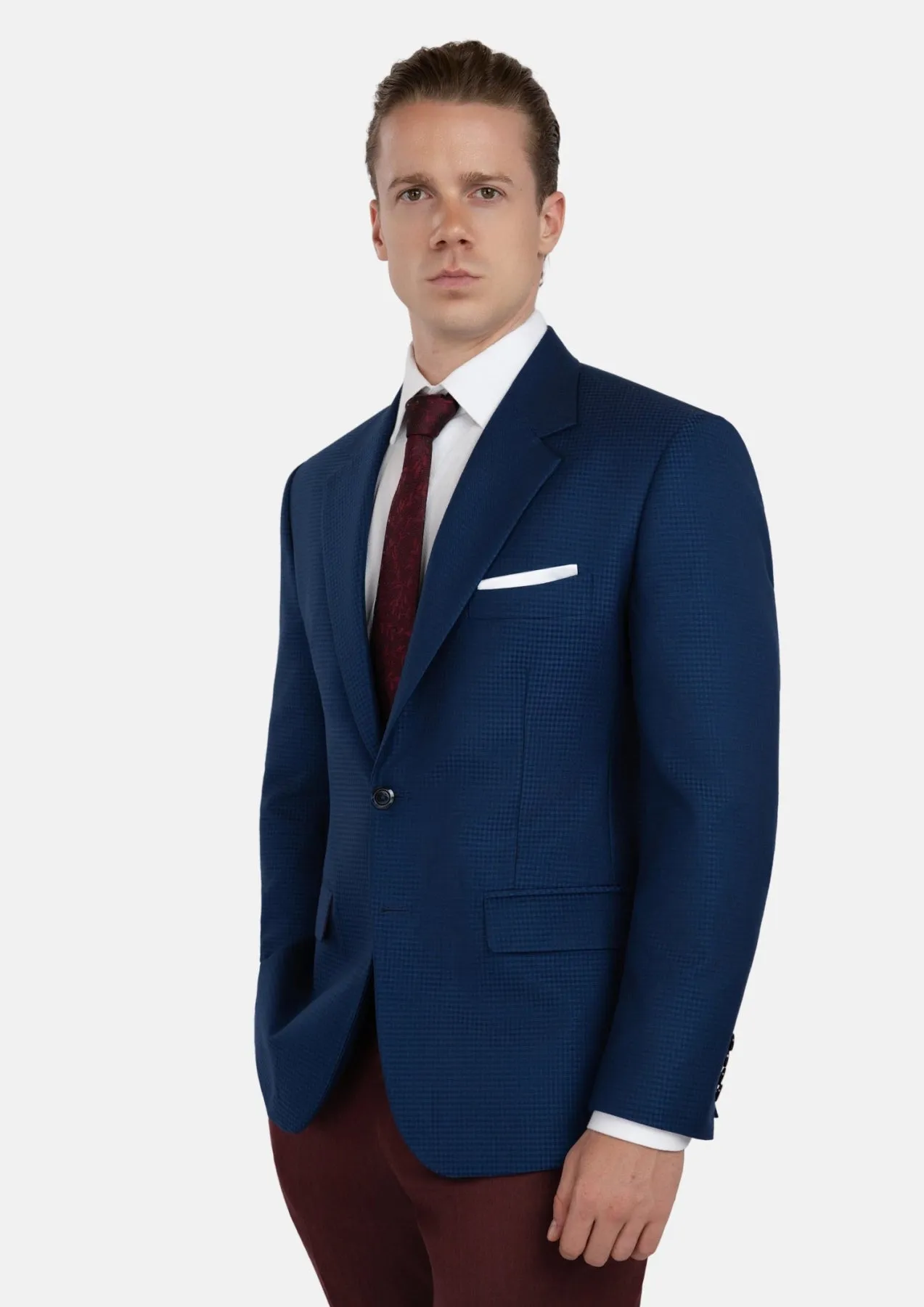 Royal Blue Microcheck Jacket sold by Sartoro product image thumbnail 3