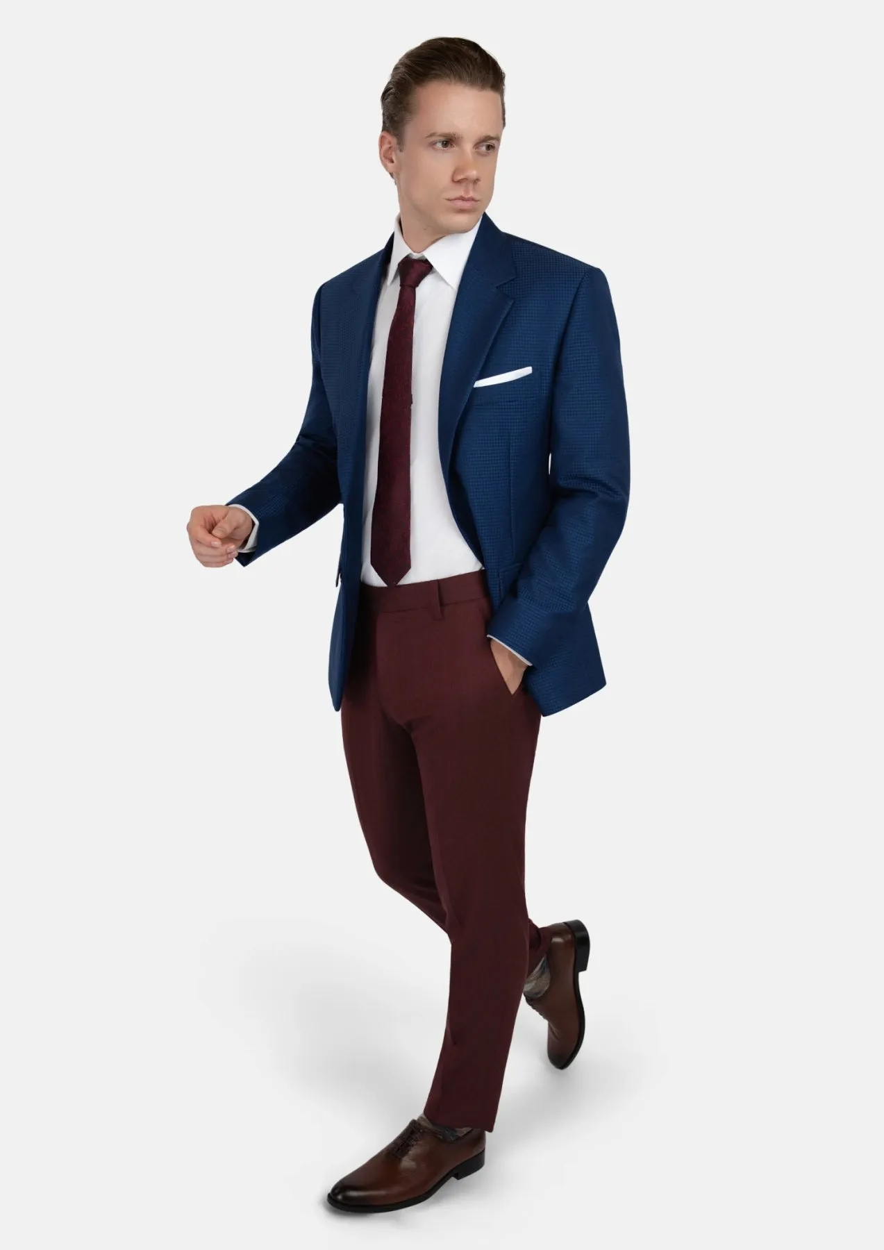 Royal Blue Microcheck Jacket sold by Sartoro product image thumbnail 5