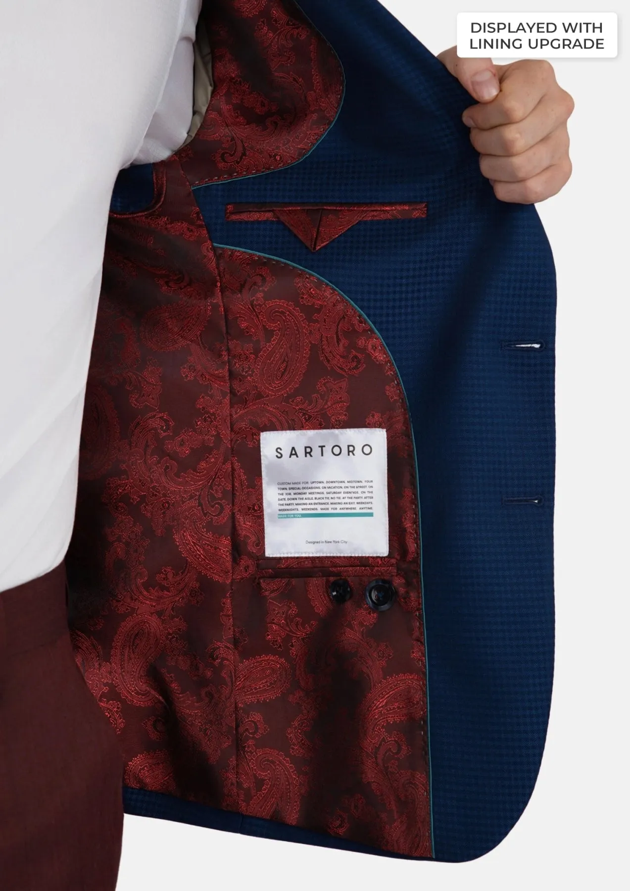 Royal Blue Microcheck Jacket sold by Sartoro product image thumbnail 4