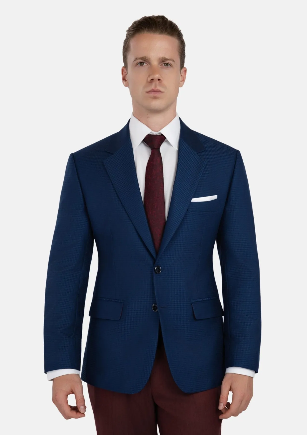 Royal Blue Microcheck Jacket sold by Sartoro