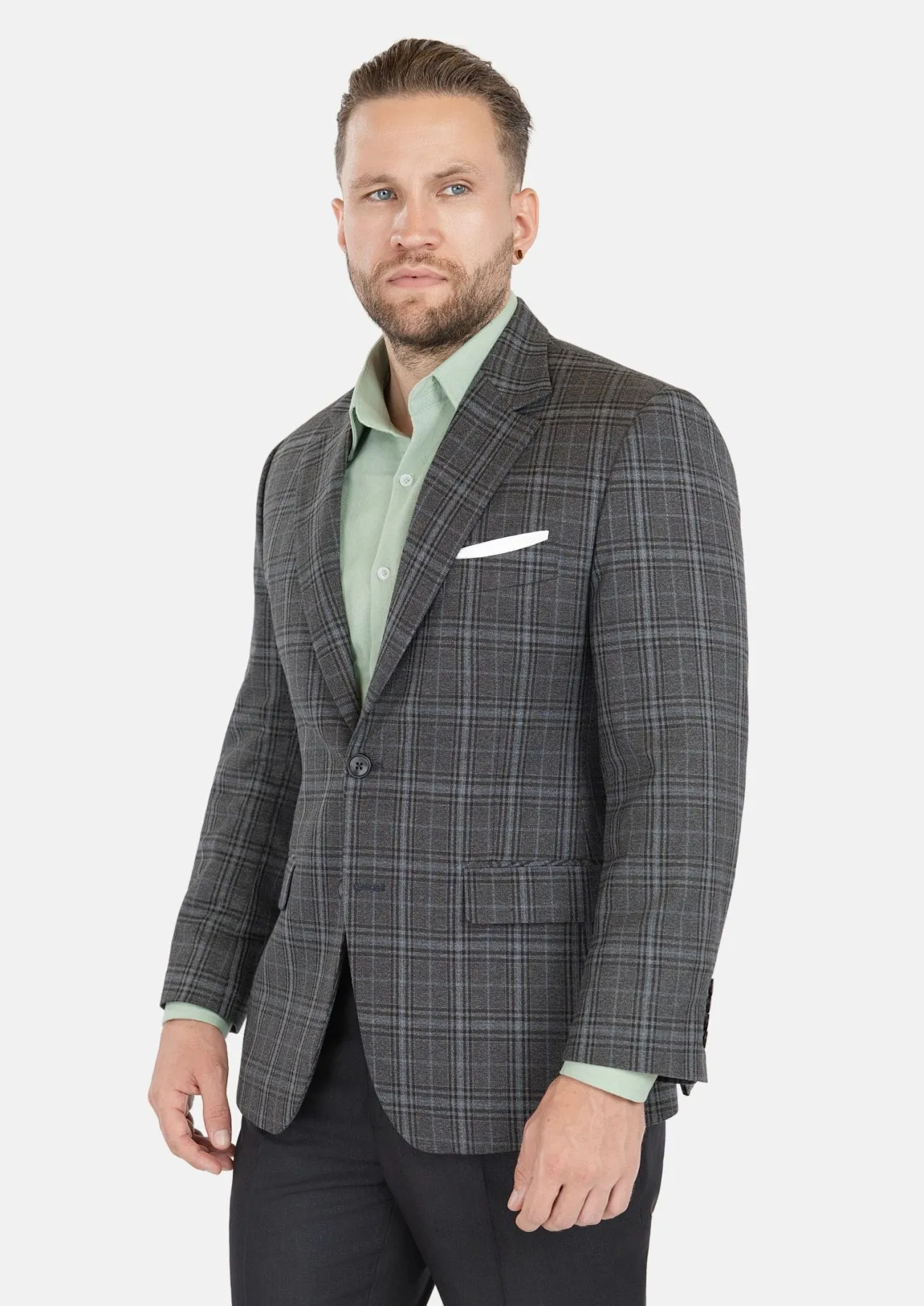 Astor Grey Two-Tone Plaid Jacket sold by Sartoro product image thumbnail 3