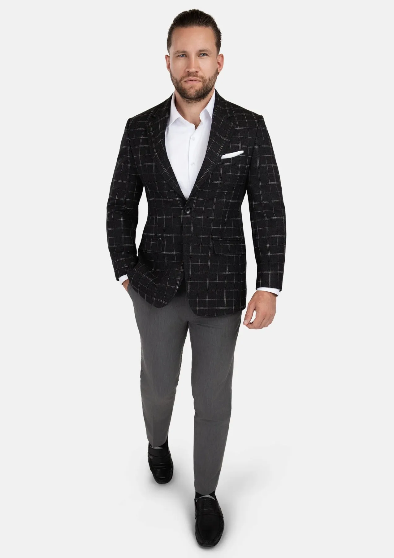 Astor Charcoal Flannel Windowpane Jacket sold by Sartoro product image thumbnail 5