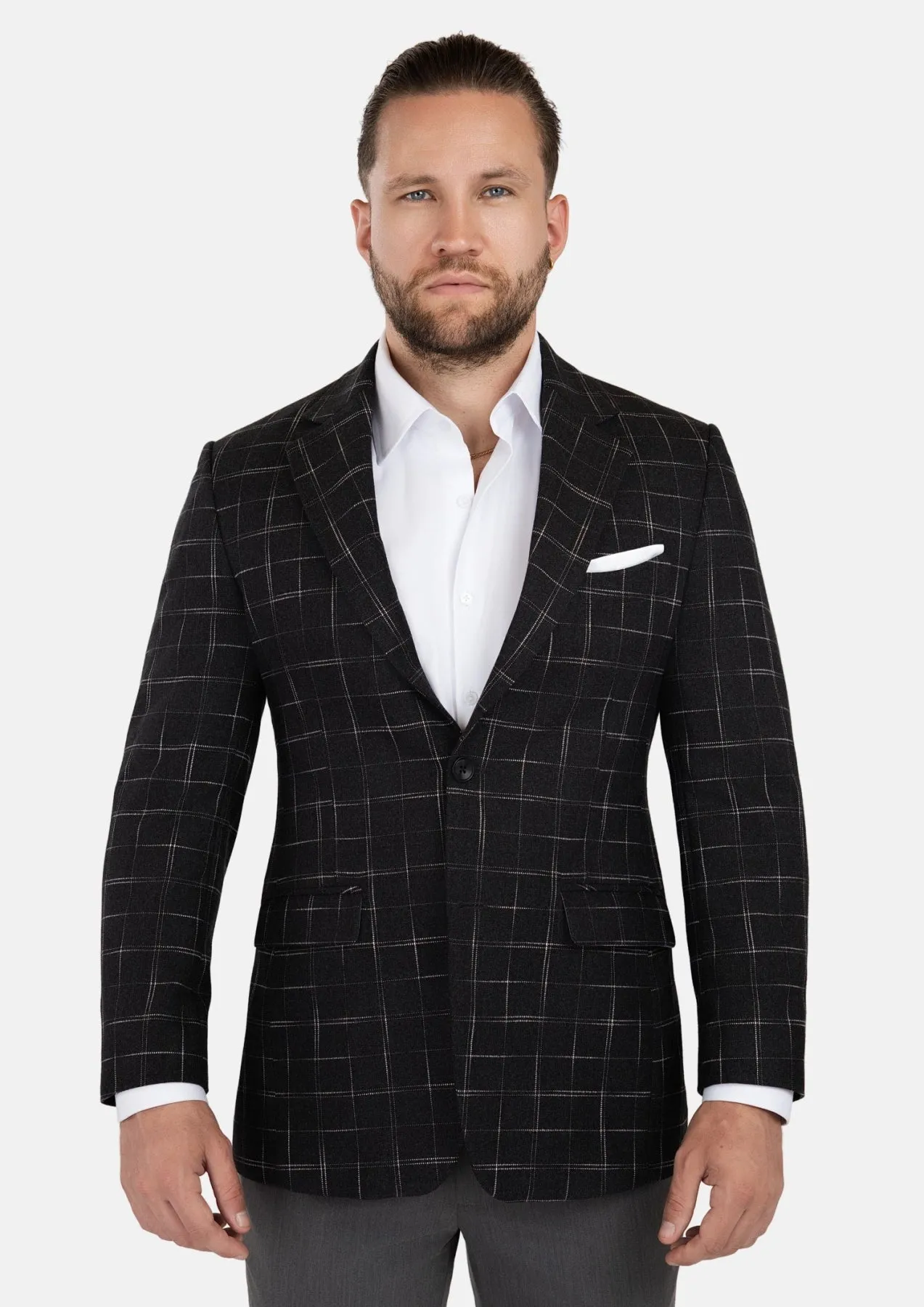 Astor Charcoal Flannel Windowpane Jacket sold by Sartoro
