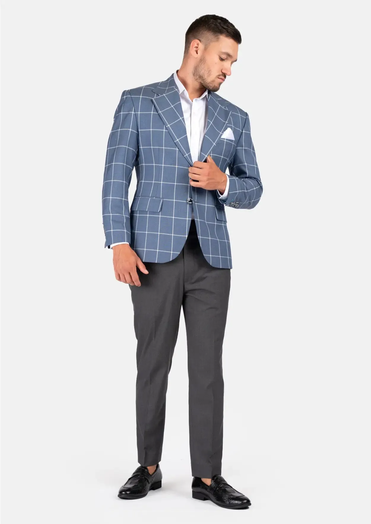 Ellis Blue Windowpane Jacket sold by Sartoro product image thumbnail 5