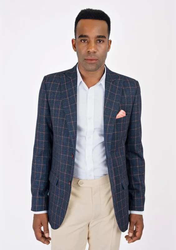 Bryant Spruce Blue Flannel Windowpane Jacket sold by Sartoro