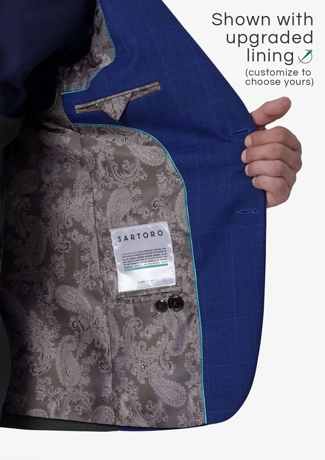 Astor Regal Blue Windowpane Jacket sold by Sartoro product image thumbnail 5