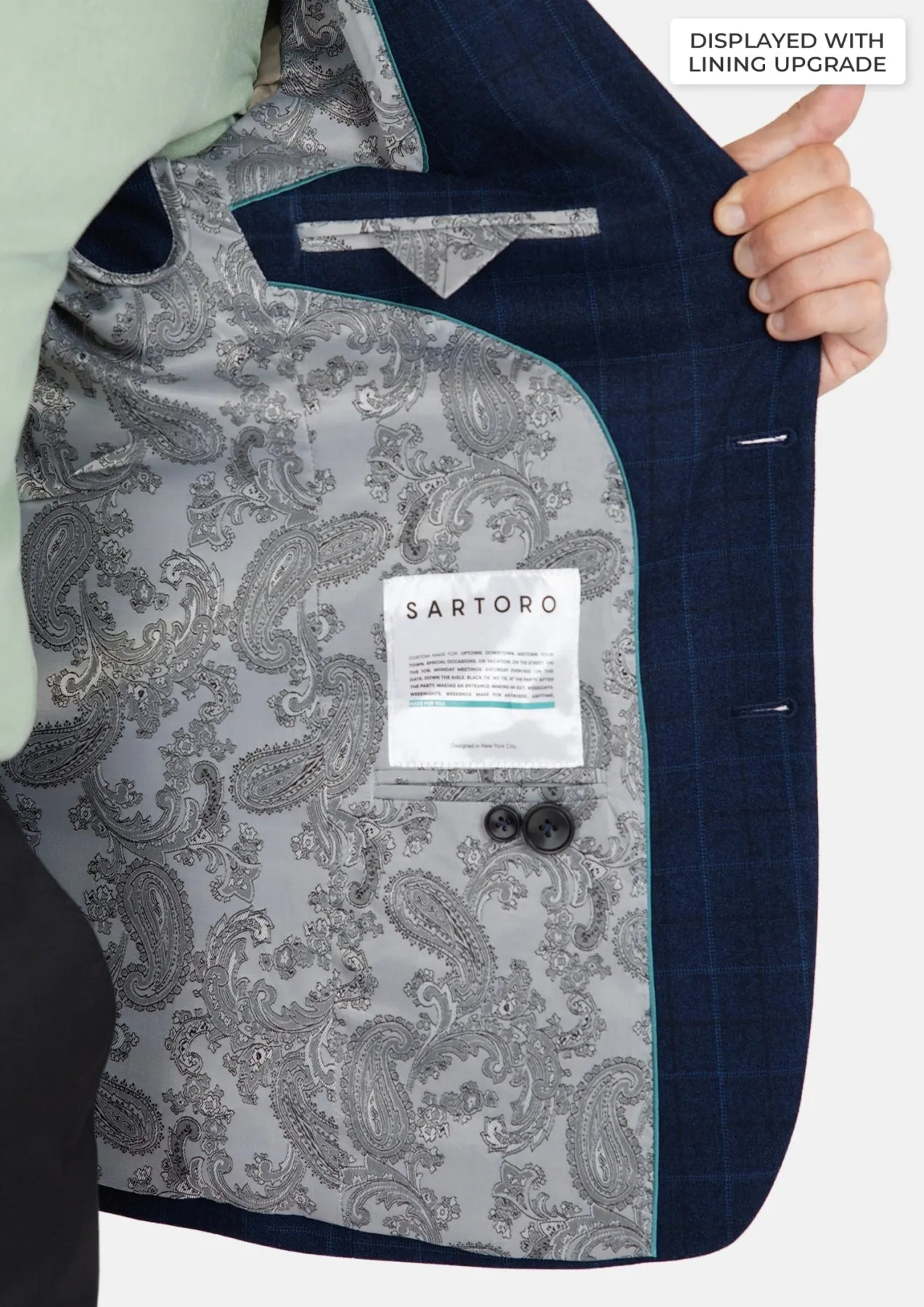 Astor Deep Blue Flannel Windowpane Jacket sold by Sartoro product image thumbnail 5