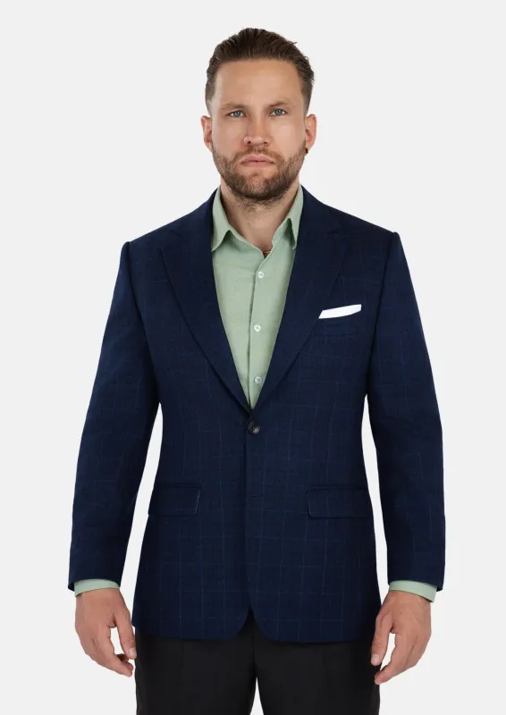 Astor Deep Blue Flannel Windowpane Jacket sold by Sartoro