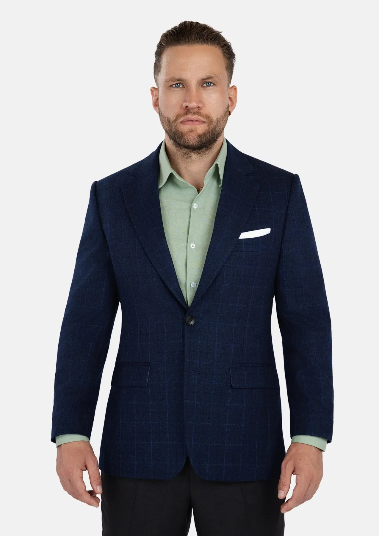 Astor Deep Blue Flannel Windowpane Jacket sold by Sartoro