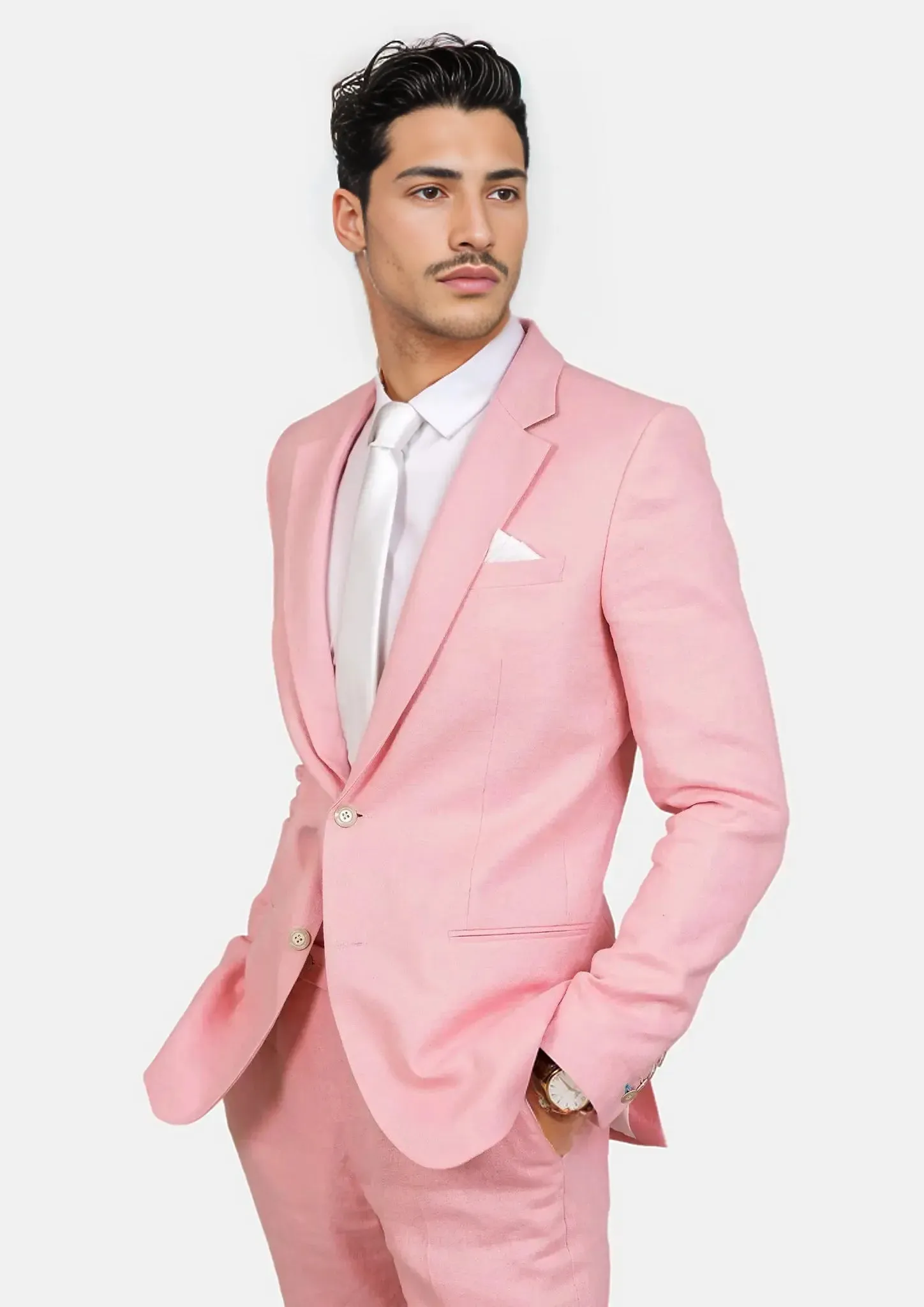 Astor Salmon Linen Suit sold by Sartoro product image thumbnail 3