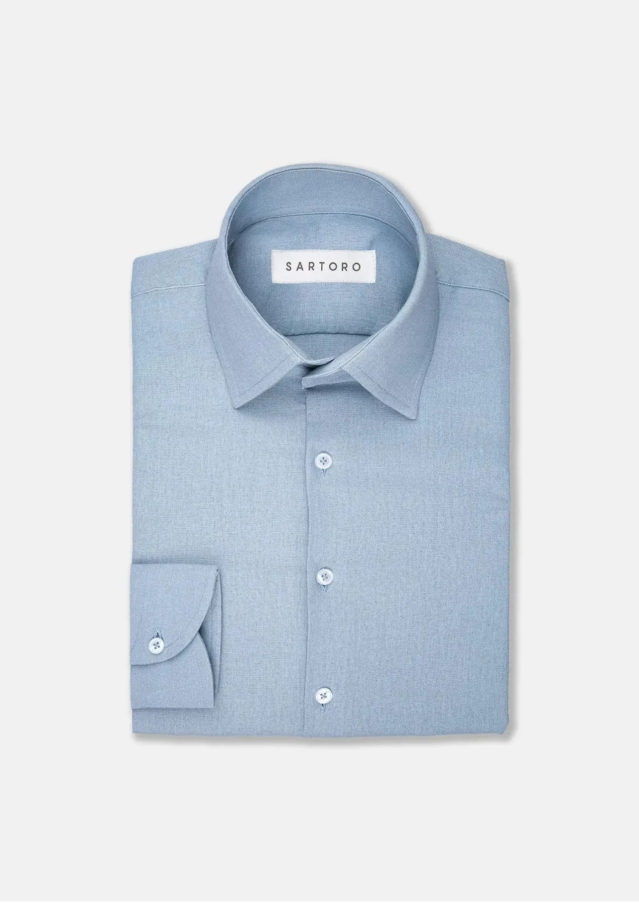 Maya Blue Linen Blend Shirt sold by Sartoro