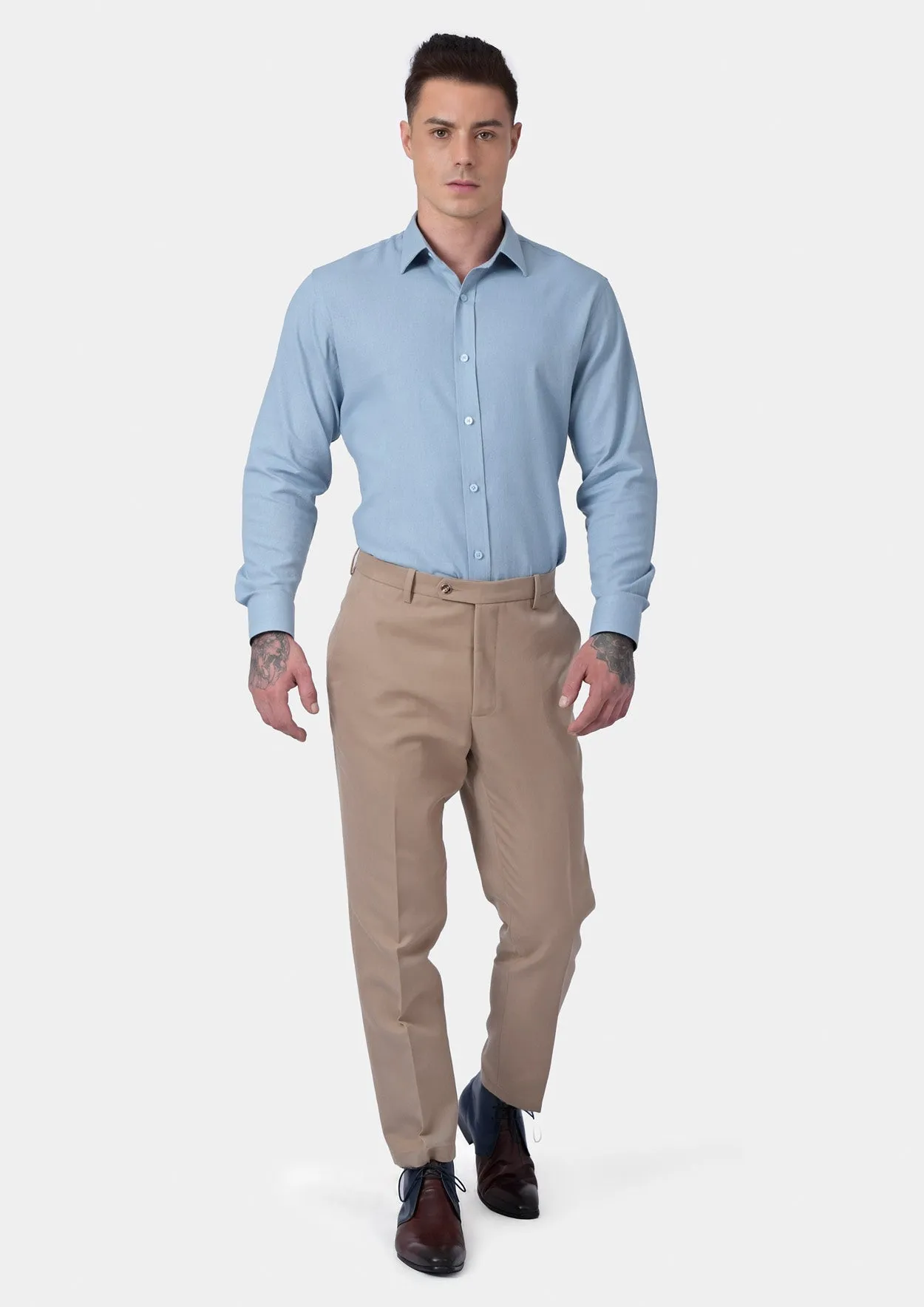 Maya Blue Linen Blend Shirt sold by Sartoro product image thumbnail 4